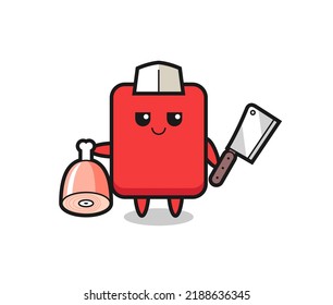 Illustration of red card character as a butcher , cute style design for t shirt, sticker, logo element