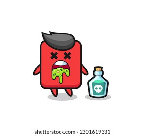 illustration of an red card character vomiting due to poisoning , cute style design for t shirt, sticker, logo element