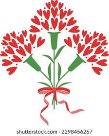 illustration of red carnation bouquet for mother's day
