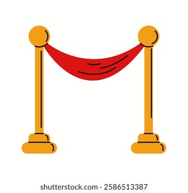 Illustration of a red carpet entrance barrier, symbolizing prestigious movie premieres, awards, and exclusive Hollywood events, drawn in a modern vector style.