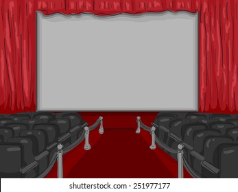 Illustration of a Red Carpet Lining the Aisle of an Empty Theater