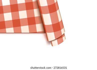 illustration of red cell tablecloth on white background