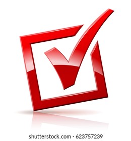 Illustration Of Red Check Box On White Background