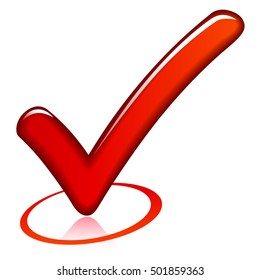 Illustration of red check mark on white background