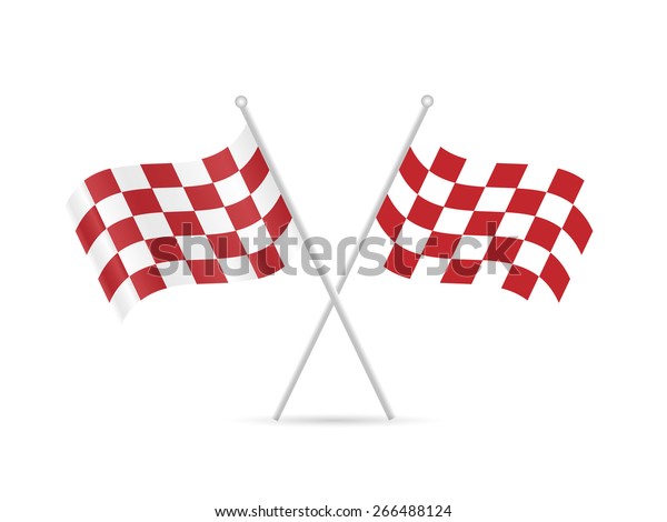 Illustration of red checkered flags isolated\
on a white\
background.