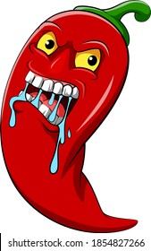 The Illustration Of The Red Chili With Hot Face For The Spicy Delicious Food