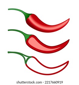 Illustration of a red chili pepper set