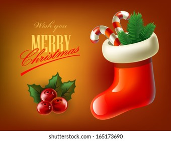 illustration of red christmas stocking