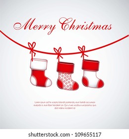 Illustration of  Red Christmas stockings on white background, vector illustration
