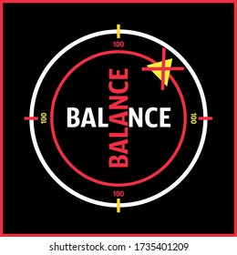 Illustration in red and circled with balance text.
