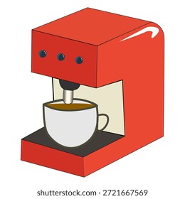 Ilustração de Red Coffee Maker com copo de café
