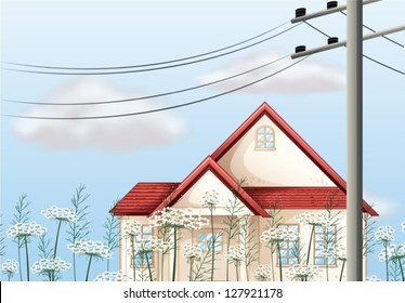 Illustration of a red color roof house