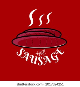 Illustration red Colored sausage cartoon icon logo design