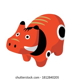 Illustration of red cow, figurine