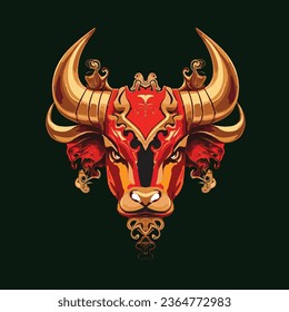 Illustration red cow's head