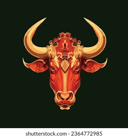 Illustration red cow's head