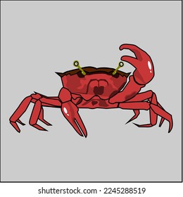 Illustration of a red crab doing finger exercises