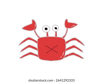 Illustration of a red crab walking with its claws raised