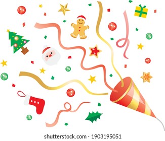 Illustration of a red cracker of Christmas