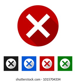 illustration of red cross mark on isolated background set