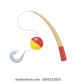 Illustration of a red cute fishing pole