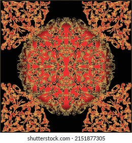 illustration with red decoration on black background