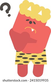 Illustration of a red demon with doubts