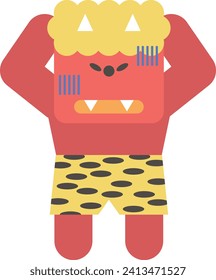 Illustration of a red demon holding its head