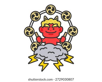 Ilustração do ícone de trovão vermelho demônio (desenho de linha)