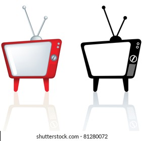 illustration of a red design for a television with rounded edges