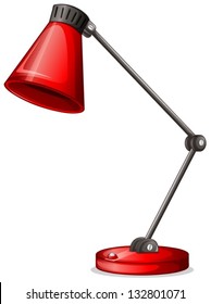 Illustration of a red desk lampshade on a white background