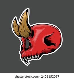 Illustration of Red Devil Skull Head Good for Stickers t shirt design or Tattoo