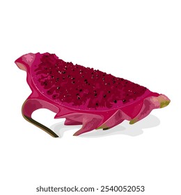 Illustration of red dragon fruit slices, isolated on white background.