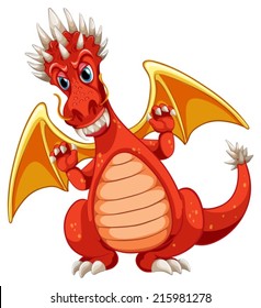 Illustration of a red dragon with wings