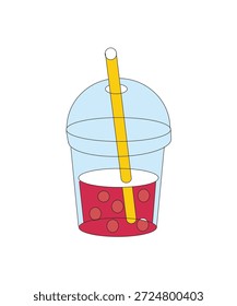 Ilustração de Red Drink em copo de plástico com palha
