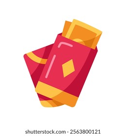 Illustration of Red Envelope with Money