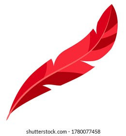 Illustration of red feather. Decor for parties, traditional holiday or festival.