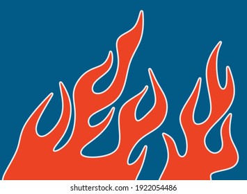 Eine Illustration von rotem Feuer auf blauem Hintergrund