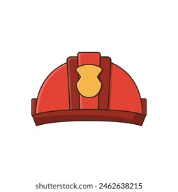 Illustration red fireman helmet vector graphic cute cartoon style isolated white background.