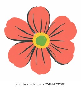 Illustration of a Red Flower Petal, Elegant and Delicate in Design A single red flower petal, soft and detailed, evoking beauty and fragility.
