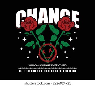 illustration of red flower, t shirt design, vector graphic, typographic poster or t shirts street wear and Urban style