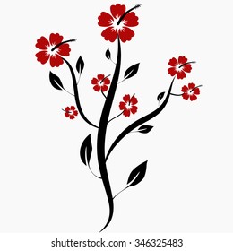 Illustration with red flowers