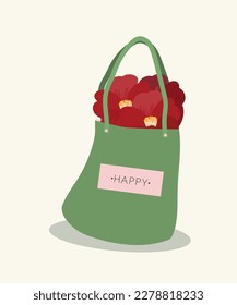  Illustration Red Flowers in a Bag