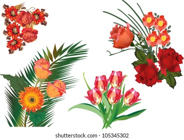 Illustration mit Sammlung roter Blumen