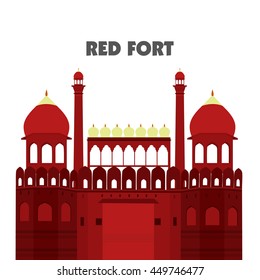 Illustration of Red Fort in New Delhi, India, For Independence day and Republic day of India