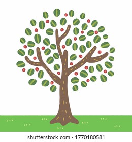 Ilustración del árbol de frutos rojos