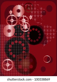 illustration with red gears background