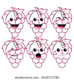 The Illustration of Red Grape Fruit Emoticon