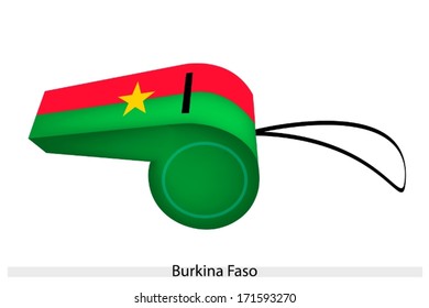 An Illustration of Red and Green Bands with A Yellow Star of Burk ina Fa so Flag on A Whistle, The Sport Concept and Political Symbol. 