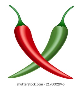 Illustration of red and green chili peppers